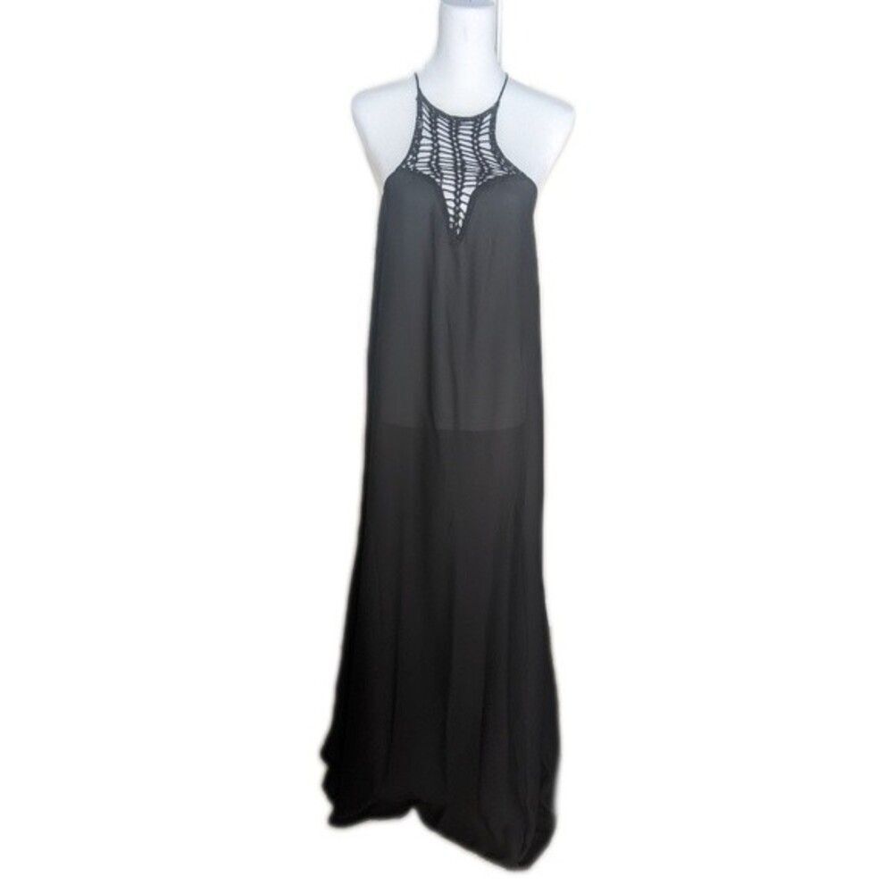 Venus black sheer maxi cover up dress -XS